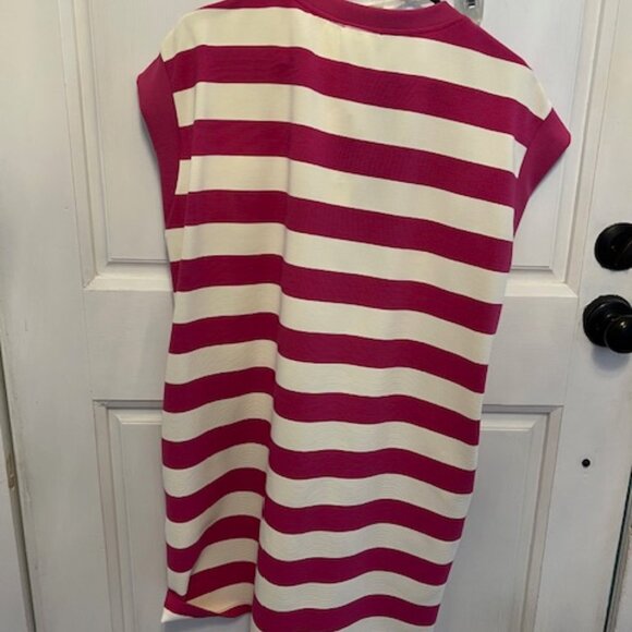 Entro Dress Womens Pink White Stripe Sleeveless Mini Dress Pockets, Large, NEW - Picture 7 of 8
